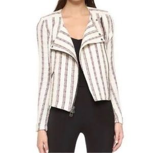 Veronica Beard Mara Tweed Stripe Cropped Moto Jacket  - size 8